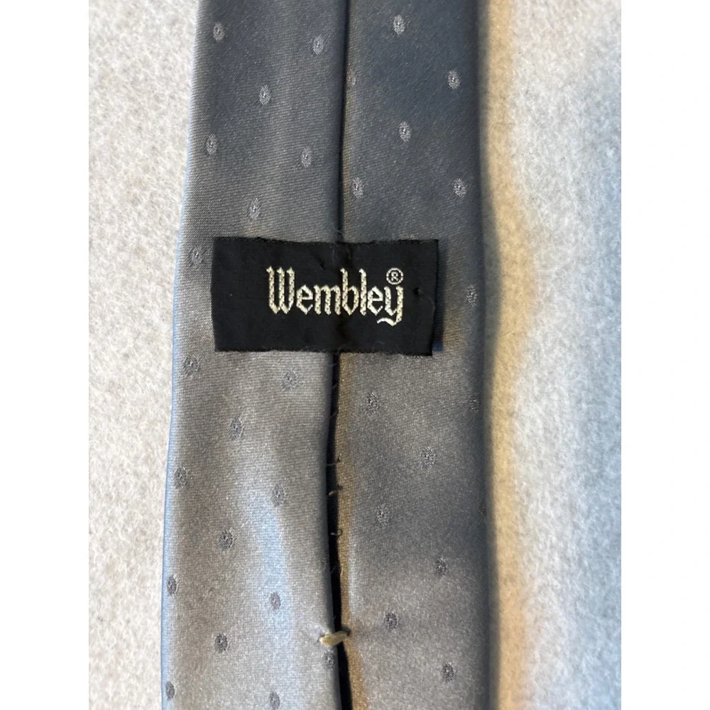 Wembley Necktie Mens One Size Gray Good‎ Silk Blend Micro Dot Pattern Vintage